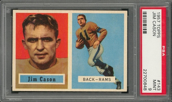 1957 Topps Football #143 Jim Cason – PSA MINT 9